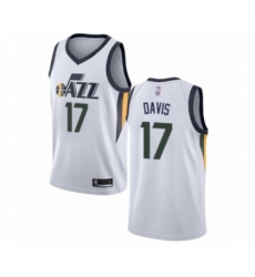 Men's Utah Jazz #17 Ed Davis Authentic White Basketball Jersey - Association Edition