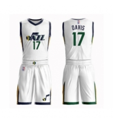Men's Utah Jazz #17 Ed Davis Authentic White Basketball Suit Jersey - Association Edition
