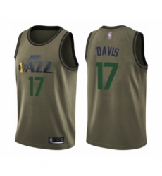 Men's Utah Jazz #17 Ed Davis Swingman Green Salute to Service Basketball Jersey