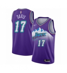 Women's Utah Jazz #17 Ed Davis Swingman Purple Hardwood Classics Basketball Jersey