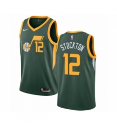 Men's Nike Utah Jazz #12 John Stockton Green Swingman Jersey - Earned Edition