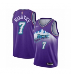 Men's Utah Jazz #7 Pete Maravich Authentic Purple Hardwood Classics Basketball Jersey