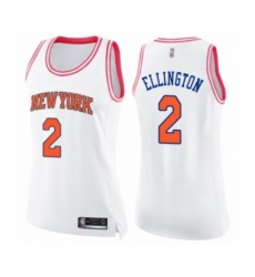 Women's New York Knicks #2 Wayne Ellington Swingman White Pink Fashion Basketball Jersey