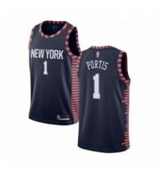 Men's New York Knicks #1 Bobby Portis Authentic Navy Blue Basketball Jersey - 2018  19 City Edition