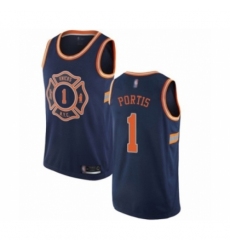 Men's New York Knicks #1 Bobby Portis Authentic Navy Blue Basketball Jersey - City Edition