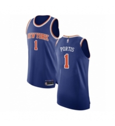 Men's New York Knicks #1 Bobby Portis Authentic Royal Blue Basketball Jersey - Icon Edition