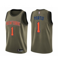Men's New York Knicks #1 Bobby Portis Swingman Green Salute to Service Basketball Jersey