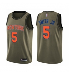 Men's New York Knicks #5 Dennis Smith Jr. Swingman Green Salute to Service Basketball Jersey