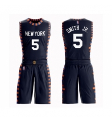 Men's New York Knicks #5 Dennis Smith Jr. Swingman Navy Blue Basketball Suit Jersey - City Edition