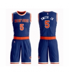 Men's New York Knicks #5 Dennis Smith Jr. Swingman Royal Blue Basketball Suit Jersey - Icon Edition