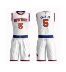 Men's New York Knicks #5 Dennis Smith Jr. Swingman White Basketball Suit Jersey - Association Edition