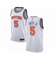 Youth New York Knicks #5 Dennis Smith Jr. Swingman White Basketball Jersey - Association Edition