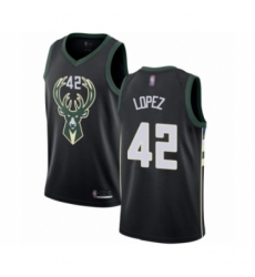 Men's Milwaukee Bucks #42 Robin Lopez Authentic Black Basketball Jersey - Statement Edition