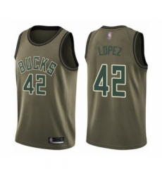 Men's Milwaukee Bucks #42 Robin Lopez Swingman Green Salute to Service Basketball Jersey