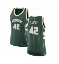 Women's Milwaukee Bucks #42 Robin Lopez Swingman Green Basketball Jersey - Icon Edition