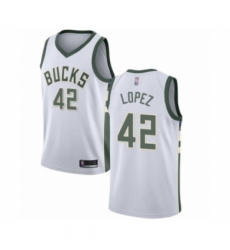 Women's Milwaukee Bucks #42 Robin Lopez Swingman White Basketball Jersey - Association Edition