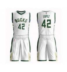 Women's Milwaukee Bucks #42 Robin Lopez Swingman White Basketball Suit Jersey - Association Edition