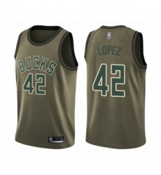 Youth Milwaukee Bucks #42 Robin Lopez Swingman Green Salute to Service Basketball Jersey