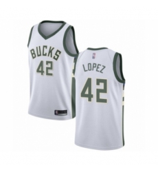 Youth Milwaukee Bucks #42 Robin Lopez Swingman White Basketball Jersey - Association Edition