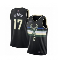 Men's Milwaukee Bucks #17 Dragan Bender Authentic Black Finished Basketball Jersey - Statement Edition