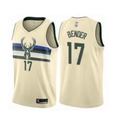 Men's Milwaukee Bucks #17 Dragan Bender Authentic Cream Basketball Jersey - City Edition