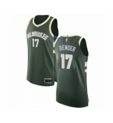 Men's Milwaukee Bucks #17 Dragan Bender Authentic Green Basketball Jersey - Icon Edition