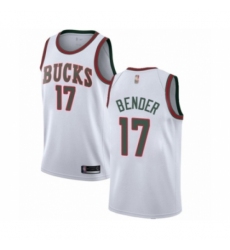 Men's Milwaukee Bucks #17 Dragan Bender Authentic White Fashion Hardwood Classics Basketball Jersey