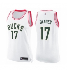 Women's Milwaukee Bucks #17 Dragan Bender Swingman White Pink Fashion Basketball Jersey