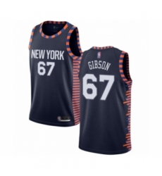 Men's New York Knicks #67 Taj Gibson Authentic Navy Blue Basketball Jersey - 2018 19 City Edition