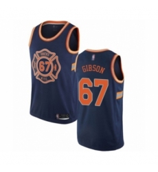 Men's New York Knicks #67 Taj Gibson Authentic Navy Blue Basketball Jersey - City Edition