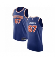 Men's New York Knicks #67 Taj Gibson Authentic Royal Blue Basketball Jersey - Icon Edition