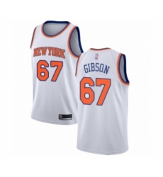 Men's New York Knicks #67 Taj Gibson Authentic White Basketball Jersey - Association Edition