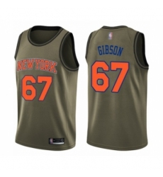 Men's New York Knicks #67 Taj Gibson Swingman Green Salute to Service Basketball Jersey