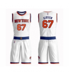 Men's New York Knicks #67 Taj Gibson Swingman White Basketball Suit Jersey - Association Edition