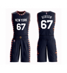 Youth New York Knicks #67 Taj Gibson Swingman Navy Blue Basketball Suit Jersey - City Edition