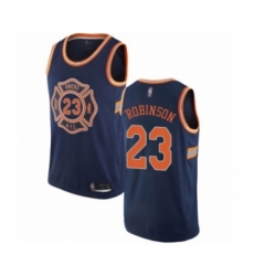 Men's New York Knicks #23 Mitchell Robinson Authentic Navy Blue Basketball Jersey - City Edition