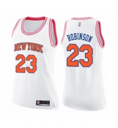 Women's New York Knicks #23 Mitchell Robinson Swingman White Pink Fashion Basketball Jersey