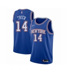 Men's New York Knicks #14 Allonzo Trier Authentic Blue Basketball Jersey - Statement Edition