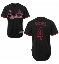 Men's Majestic St. Louis Cardinals #4 Yadier Molina Authentic Black Fashion MLB Jersey