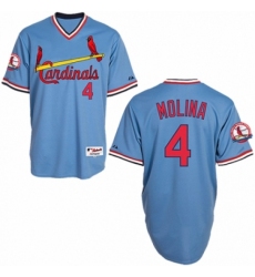 Men's Majestic St. Louis Cardinals #4 Yadier Molina Authentic Blue 1982 Turn Back The Clock MLB Jersey