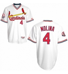 Men's Majestic St. Louis Cardinals #4 Yadier Molina Authentic White 1982 Turn Back The Clock MLB Jersey