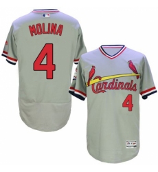Men's Majestic St. Louis Cardinals #4 Yadier Molina Grey Flexbase Authentic Collection Cooperstown MLB Jersey