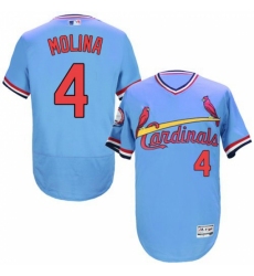 Men's Majestic St. Louis Cardinals #4 Yadier Molina Light Blue Flexbase Authentic Collection Cooperstown MLB Jersey