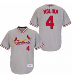 Men's Majestic St. Louis Cardinals #4 Yadier Molina Replica Grey 1978 Turn Back The Clock MLB Jersey