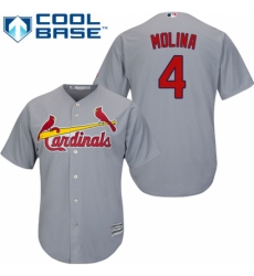 Men's Majestic St. Louis Cardinals #4 Yadier Molina Replica Grey Road Cool Base MLB Jersey