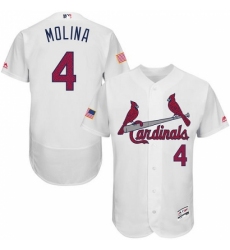 Men's Majestic St. Louis Cardinals #4 Yadier Molina White Fashion Stars & Stripes Flex Base MLB Jersey