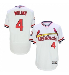 Men's Majestic St. Louis Cardinals #4 Yadier Molina White Flexbase Authentic Collection Cooperstown MLB Jersey