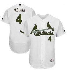 Men's Majestic St. Louis Cardinals #4 Yadier Molina White Memorial Day Authentic Collection Flex Base MLB Jersey