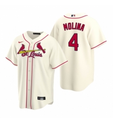 Men's Nike St. Louis Cardinals #4 Yadier Molina Cream Alternate Stitched Baseball Jersey