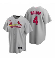 Men's Nike St. Louis Cardinals #4 Yadier Molina Gray Road Stitched Baseball Jersey